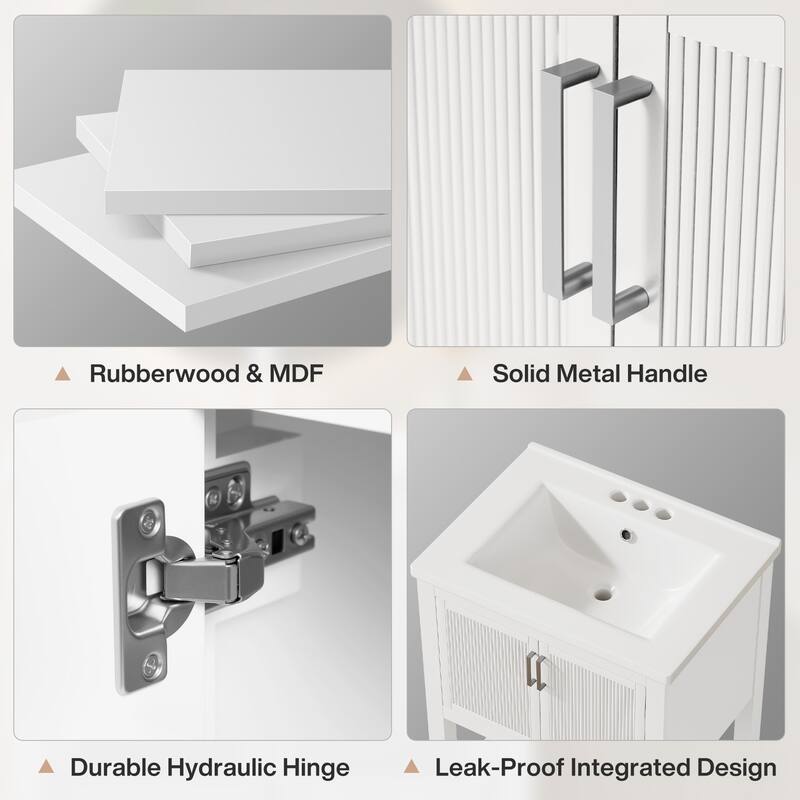 23.5 Inch Single Bathroom Vanity With Ceramic Top, Sink Included