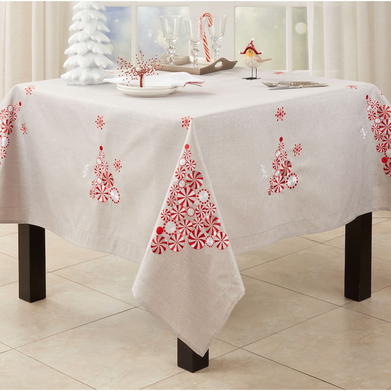 Peppermint Design Christmas Tree Tablecloth