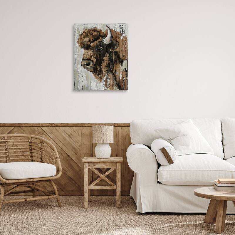 Stupell Abstract Bison Visage Canvas Wall Art Design By Sara Baker