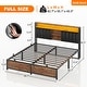 preview thumbnail 22 of 67, Upholstered Bed Frame with Storage Shelving, Platform Beds with Charge Station and LED Lights