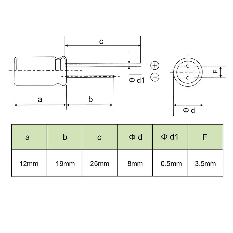 Aluminum Radial Electrolytic Capacitor Low ESR Green 22uF 100V 8x12mm 20pcs - 22uF 100V 8x12 20pcs