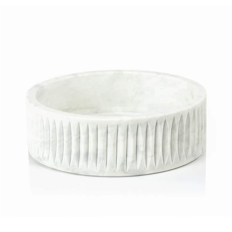 Larissa Carved White Marble Bowl - 10"