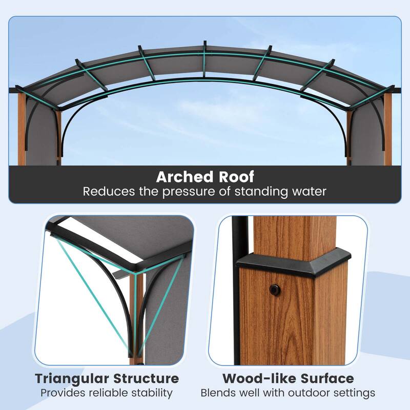 Costway 10 x 12 FT Outdoor Retractable Pergola with Retractable Canopy - See Details