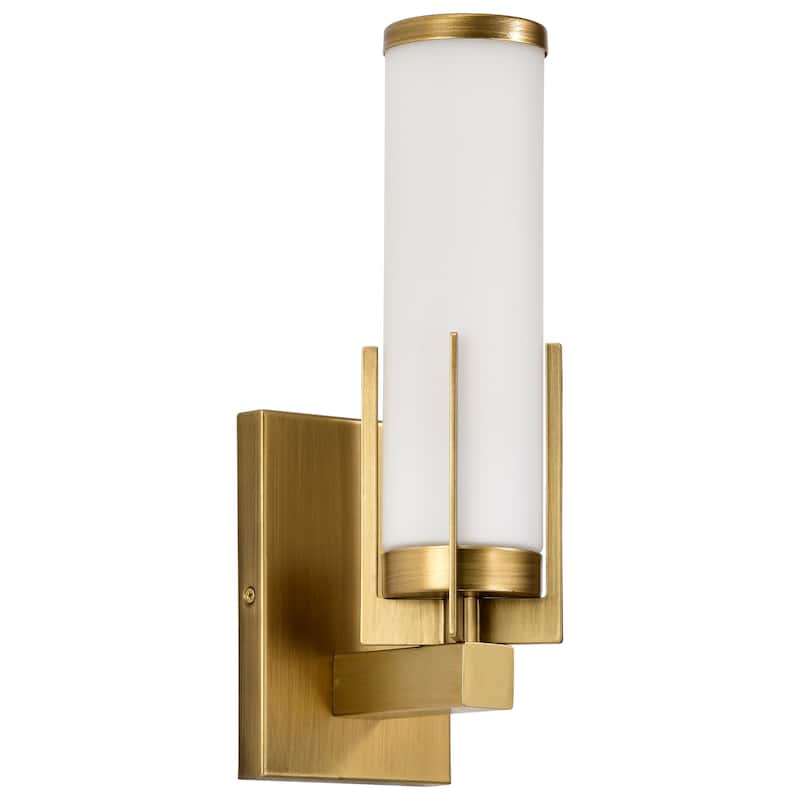 Roselle 1 Light Vanity Natural Brass with White Glass - Natural Brass - Natural Brass