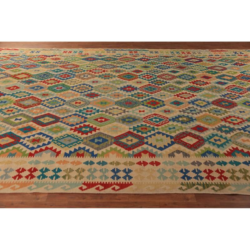 All-Over Wool Palace Size Kilim Oriental Rug Wool Carpet - 10'0"x 15'9"