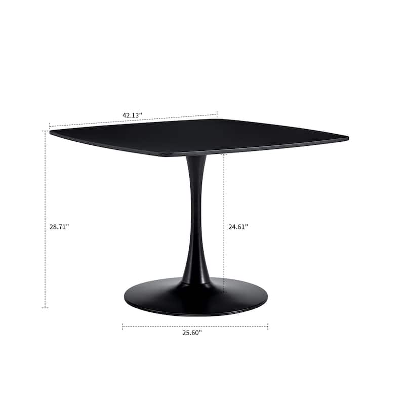 Modern Stylish Square Dining Table with Wooden Top and Metal Legs