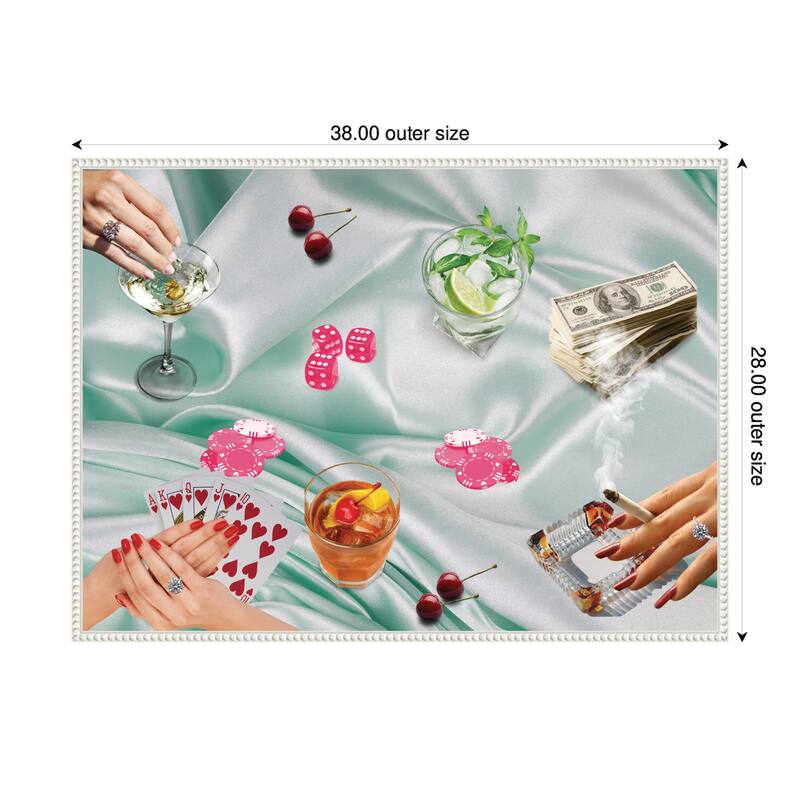 Kate and Laurel Poker Night Green by Honey Island Studio Framed Canvas Wall Art Print