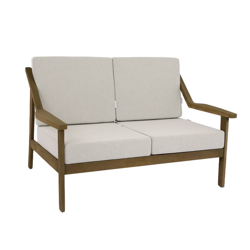 Solid Wood Outdoor Arm Chair Loveseat with Cushion