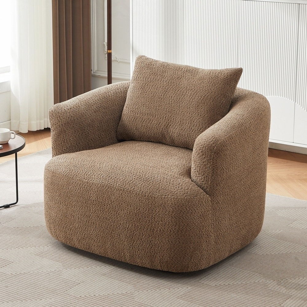 Swivel Chair with a Throw Pillow for Living Room