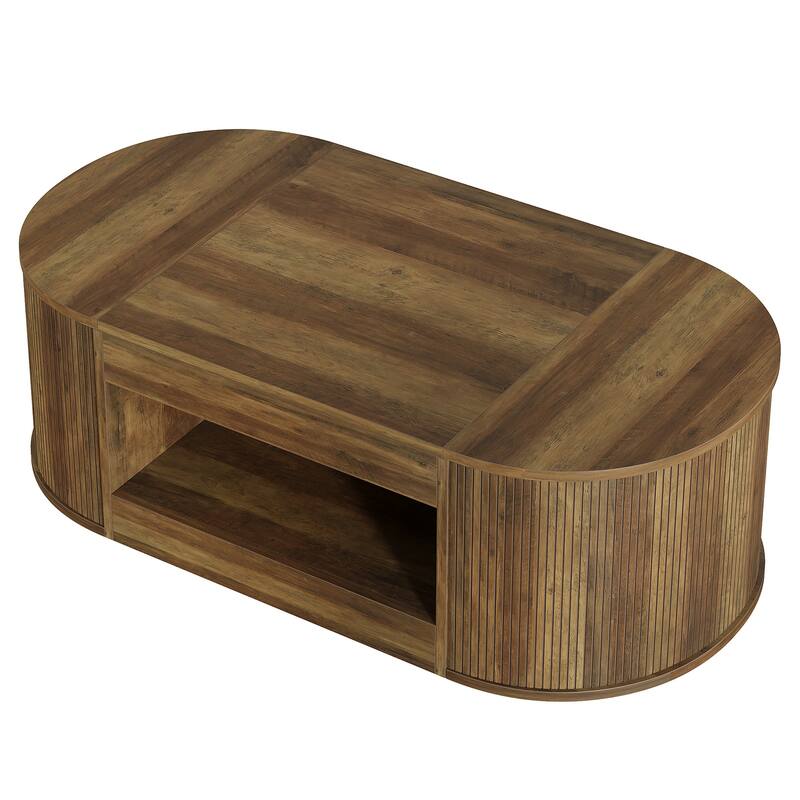 Large Coffee Table with Storage Shelf, Center Tea Cocktail Accent Table, Living Room Office Reception Sofa Table