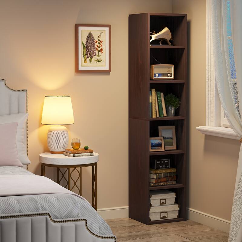 6-tier Modern Narrow Tall Bookcase Bookshelf