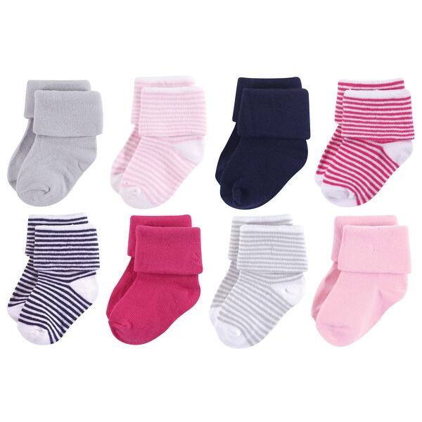 slide 1 of 1, Luvable Friends Baby Girl Fun Essential Socks, Navy Pink Navy Pink - 0-6 Months