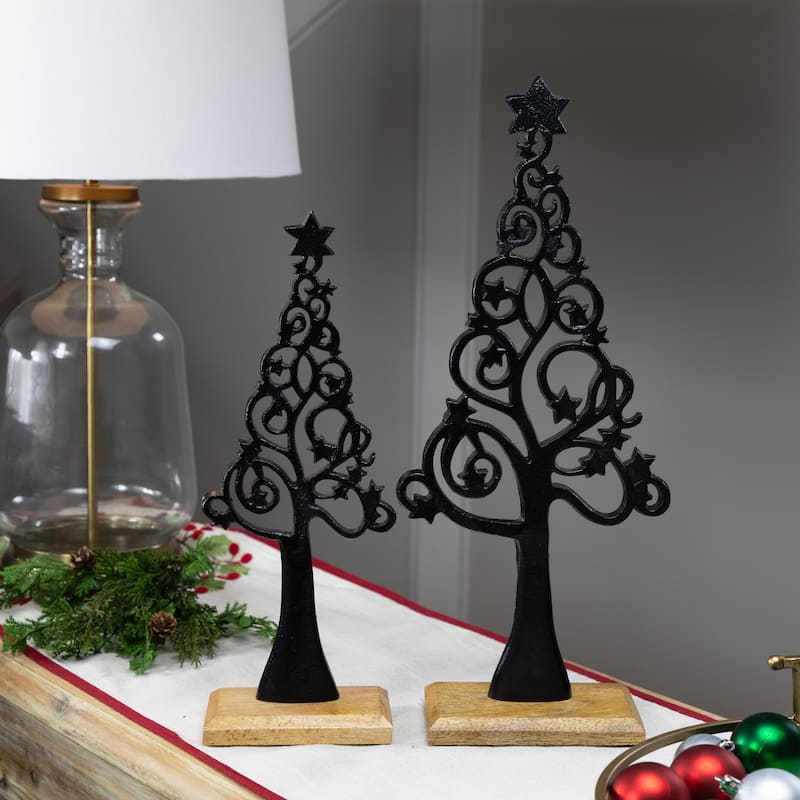 Starry Trees Metal Christmas Decorations - 18.5" - Set of 2 - 2'