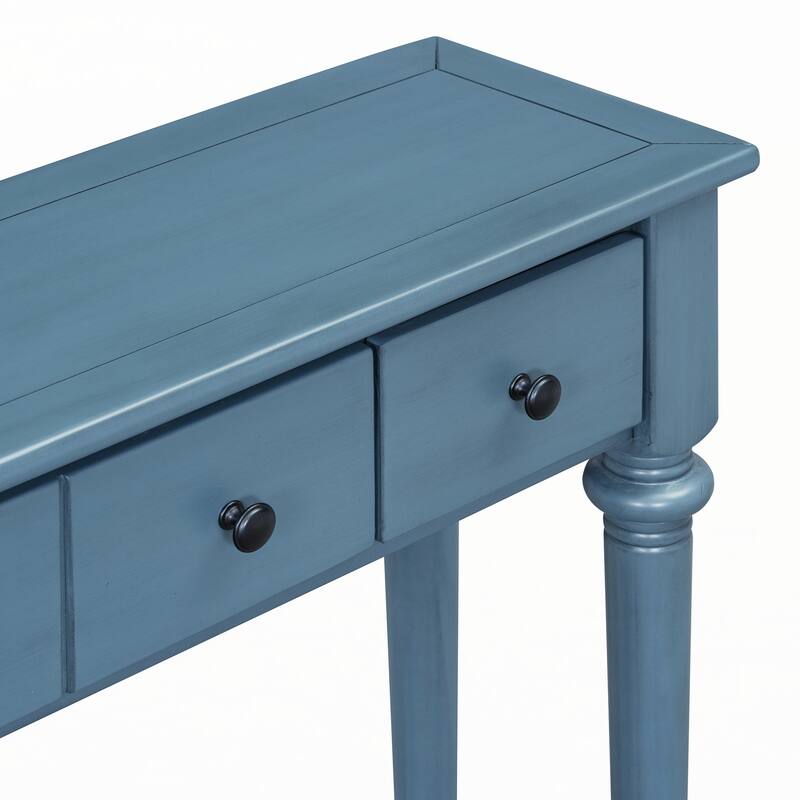 Entryway Table with 4 Drawers(Navy Blue)