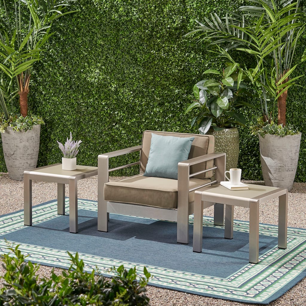 Cape Coral Outdoor Aluminum Side Table (Set of 2) by Christopher Knight Home