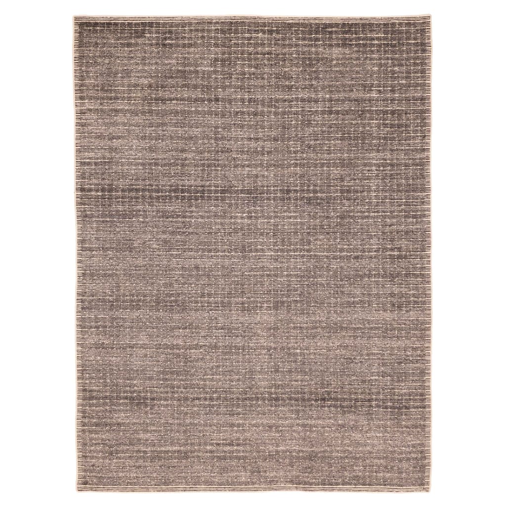 ECARPETGALLERY Hand Loomed Ananda Dark Grey Silk Rug - 7'2 x 9'7