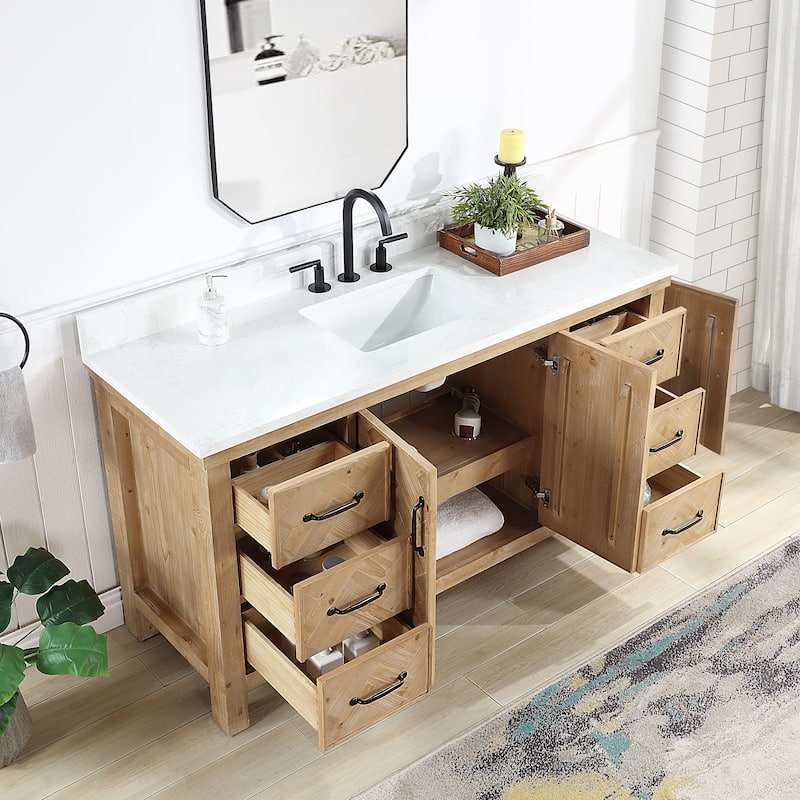 Javier Bath Vanity with Composite Stone Top and Mirror