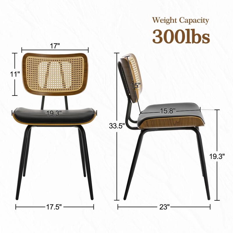Faux Leather Upholstered Dining Chairs Set of 2/4 - 33.5" H x 17.5" W x 23" D