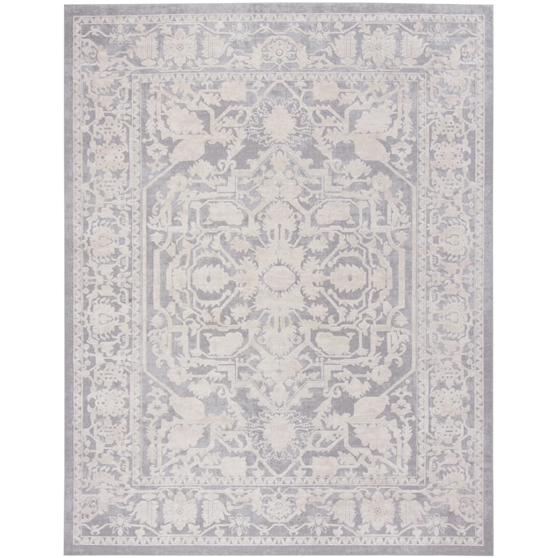 SAFAVIEH Reflection Eulalie Modern Oriental Rug - 5' Square - Light Grey/Cream