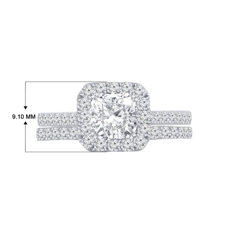 Auriya 1 1/2ctw Cushion-cut Halo Diamond Engagement Ring Set 14k Gold