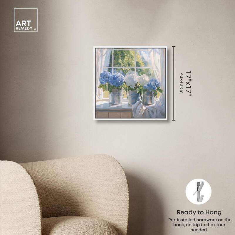 Sunlit Hydrangeas Canvas by Art Remedy