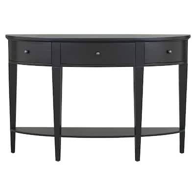 Modern Curved Console Table Sofa Table with 3 Drawers and Open Shelf, 51.1" Semi Circle Entryway Table for Hallway, Living Room