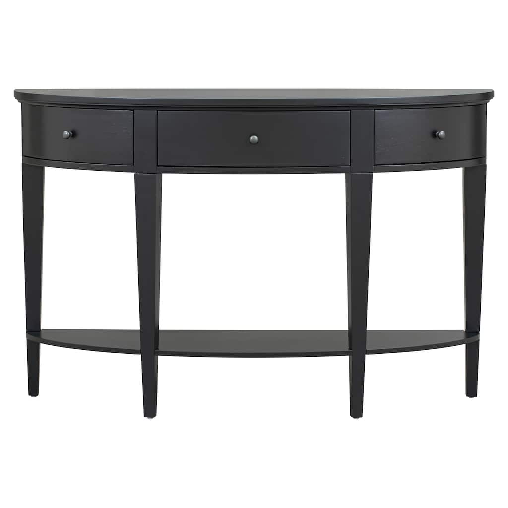 Modern Curved Console Table Sofa Table with 3 Drawers and Open Shelf, 51.1" Semi Circle Entryway Table for Hallway, Living Room