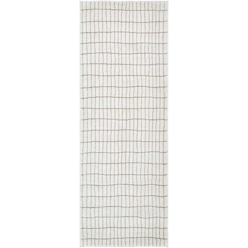 Livabliss x Our PNW Home Cascade Global Striped Area Rug - 2'7" x 7'3" - Ivory/Light Brown - Runner