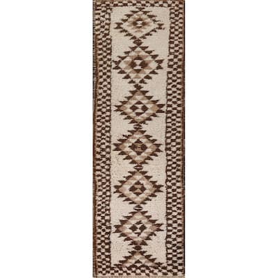 Anatolian Beige Turkish Runner Rug Handmade Oriental Wool Carpet - 2'8"x 10'8"