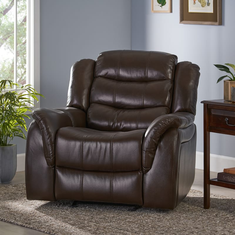 Hawthorne PU Leather Glider Recliner Chair by Christopher Knight Home - Brown