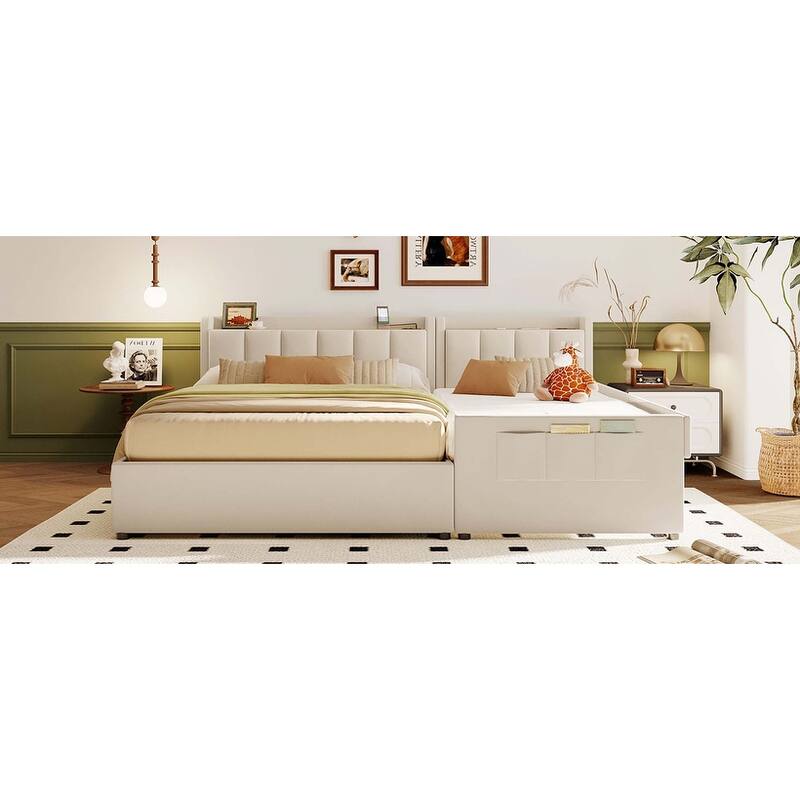 Queen Size & Twin XL Size Platform Bed with Hydraulic Storage System & USB Ports
