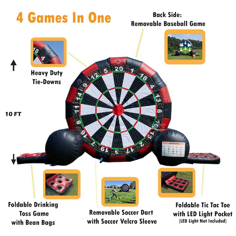 Jump Orange Outdoor Soccer Dart Commercial Grade Inflatable Large Multi Game for Kids & Adults with Air Blower
