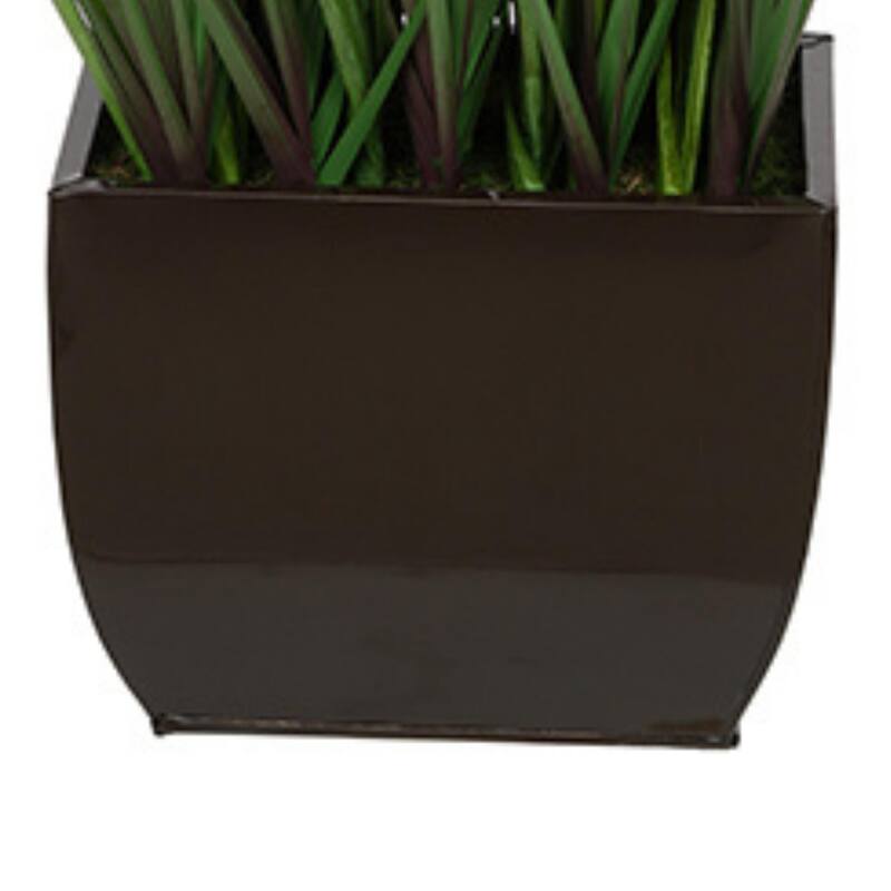 Faux PVC Grass in Large Rectangle Zinc Planter