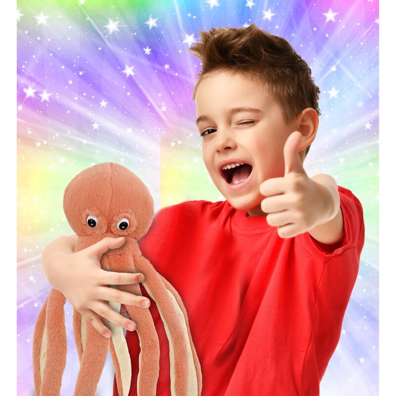 DolliBu Orange Octopus Super Soft Stuffed Animal for Kids and Adults - 15 inches