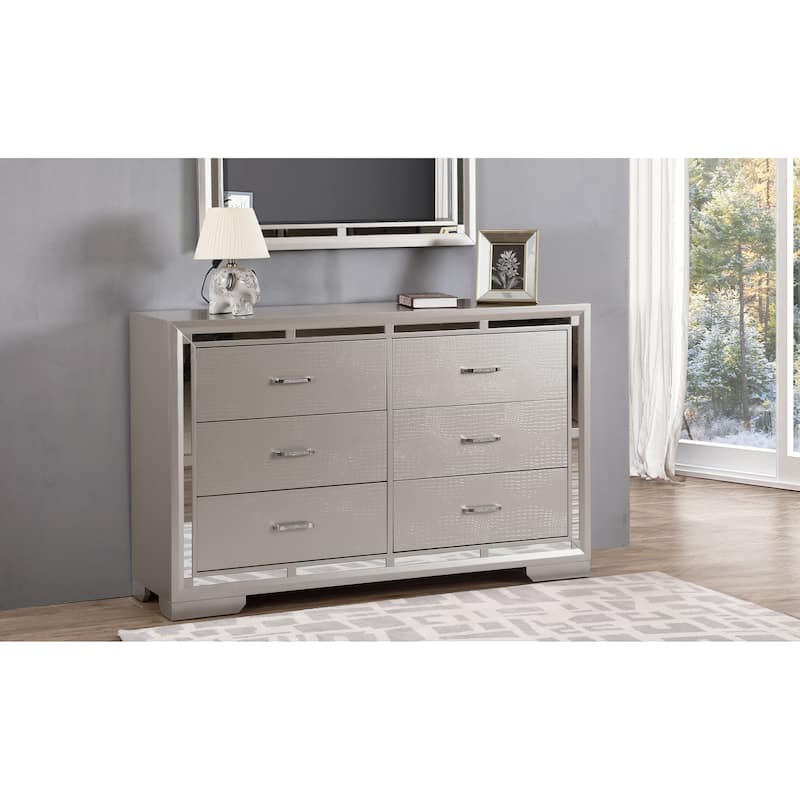 Alana 6-drawer Bedroom Dresser - Silver Champagne