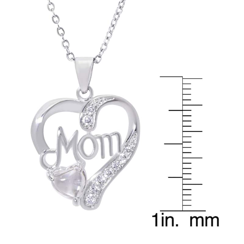 Victoria Townsend Silver Plate MOM Heart necklace with Heart shaped Stone