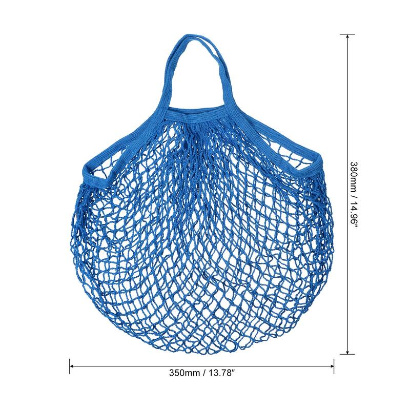 Cotton Mesh Bag, 15x13.8" Mesh Net String Grocery Bags, 1Pcs - Blue