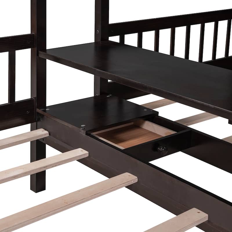 Bunk Bed with Shelves, Wardrobe and Mirror