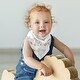 preview thumbnail 4 of 4, Floral Leaf Bandana Baby Bibs 3 Pack Set Ivory Taupe and White Gender Neutral Boho Bohemian Watercolor Botanical Flower Woodland