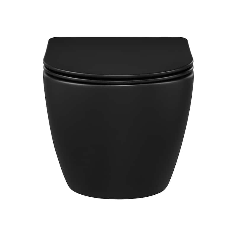 Angers Wall-Hung Elongated Toilet Bowl In Matte Black - 21.9" x 14.2" 14.4" - 21.9" x 14.2" 14.4" - Black