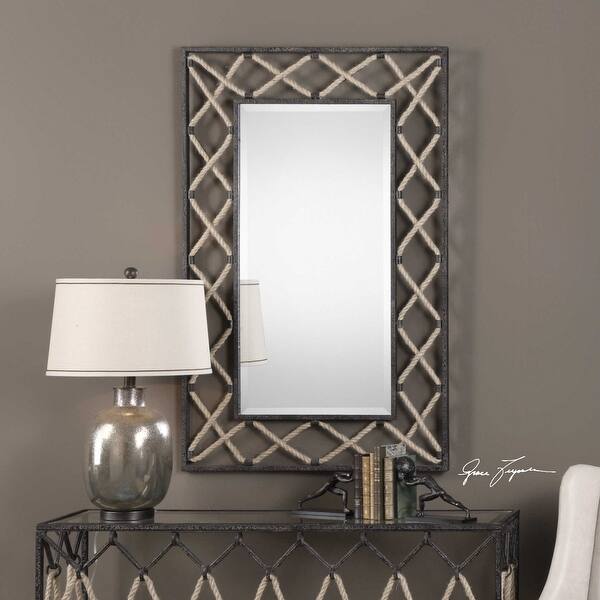 Shop 52 Darya Nautical Rope Rectangular Wall Mirror Black