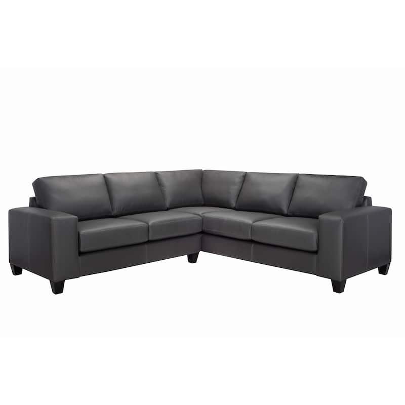 Paulina Top-grain Italian Leather Sectional Sofa - Dark Grey