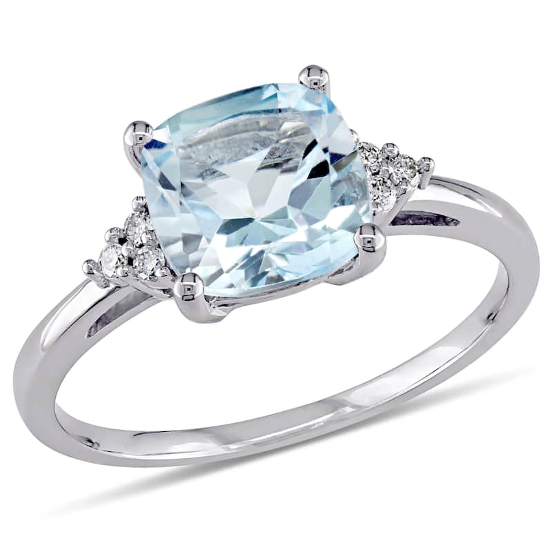 Miadora 10k White Gold Sky Blue Topaz and Diamond Accent Fashion Ring