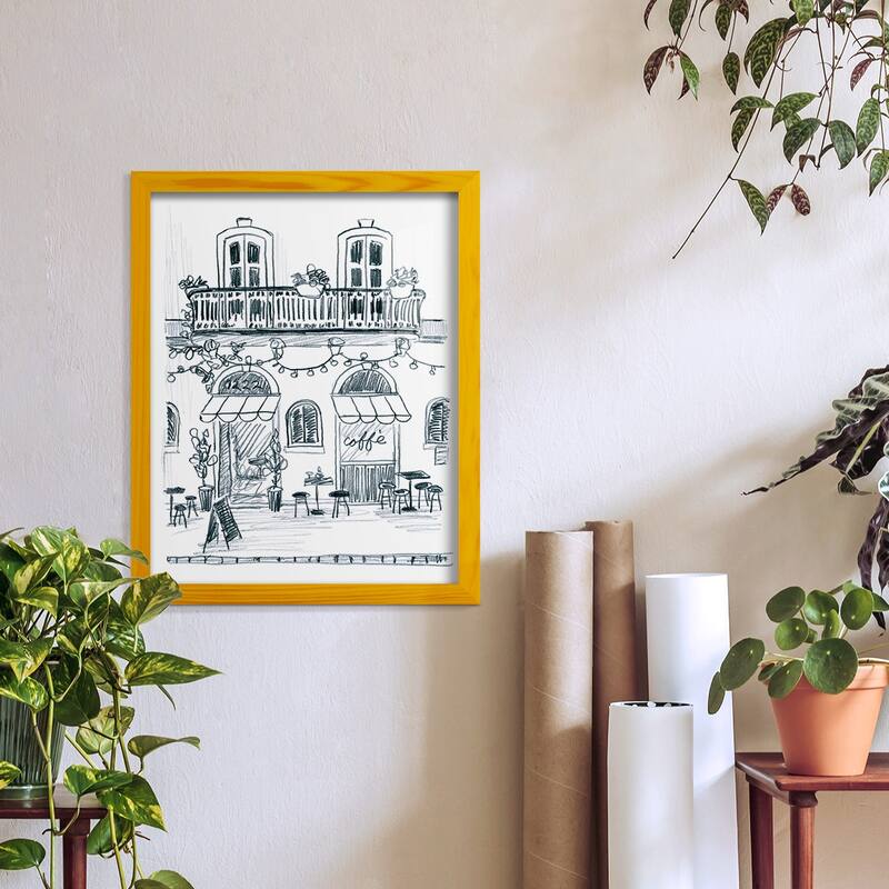 Italian Street Sketch II -Framed Print w/glass-Cherry Red