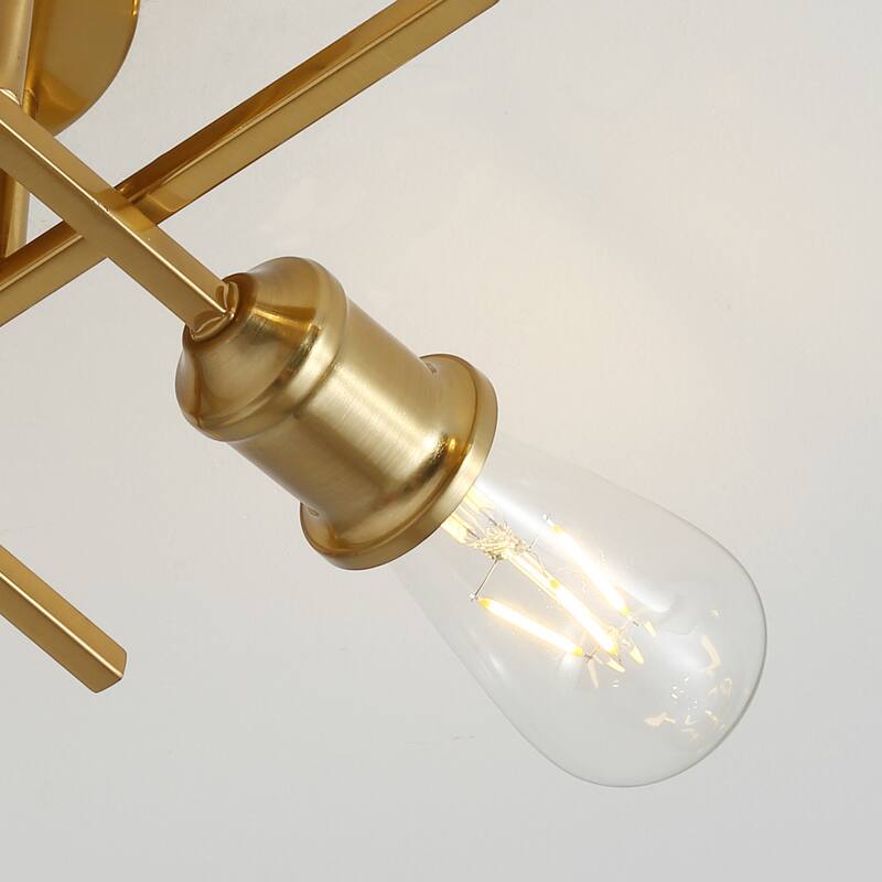 Modern Sputnik Design Semi Flush Mount Gold 4-Light Ceiling Lamp