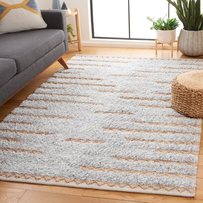 SAFAVIEH Handmade Natura Arbana Boho Wool & Jute Rug - 6' x 9' - Grey/Natural