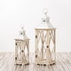 preview thumbnail 34 of 49, Glitzhome 2-Piece Oversize Farmhouse Wood/ Metal Hanging Candle Holders Decorative Lanterns