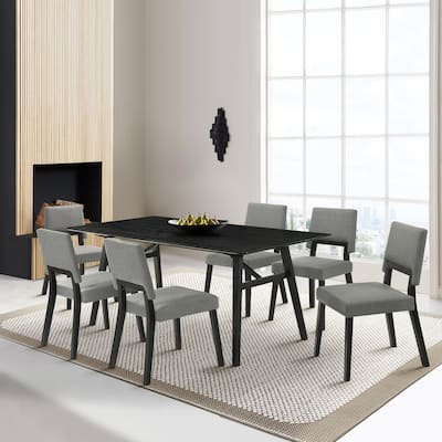 Channell Black or Walnut Wood 7 Piece Dining Set