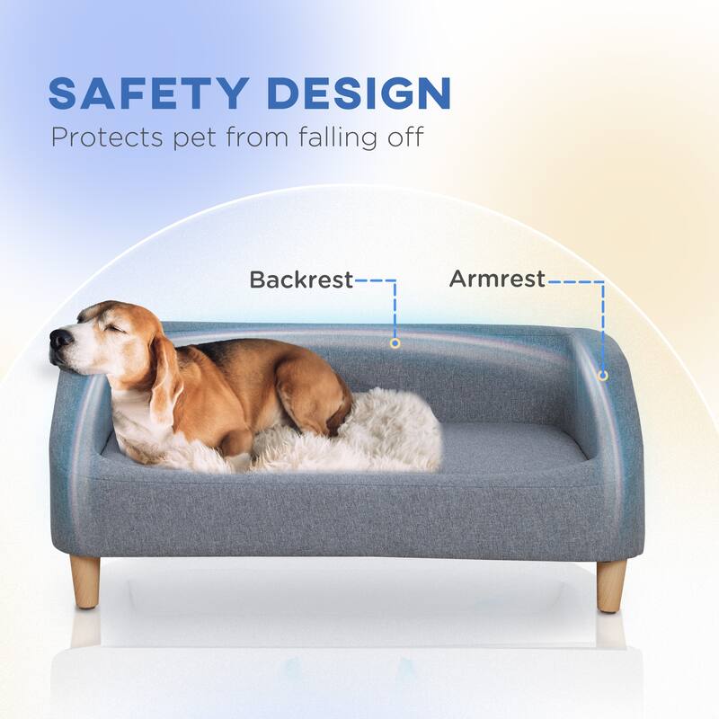 38" Dog Sofa for Medium Large Dogs, Dog Couch with Removable Cushion, Washable Cover, Anti-slip Feet for Dogs Up to 55 lbs