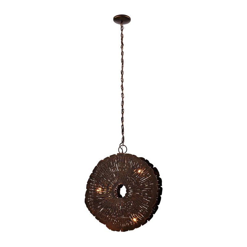 Organic Metal 19-inch Wide 3-Light Chandelier in Blackened Bronze